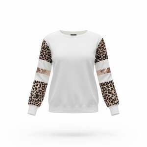 Women's Leopard Contrast Splicing Long Sleeve Sweatshirt